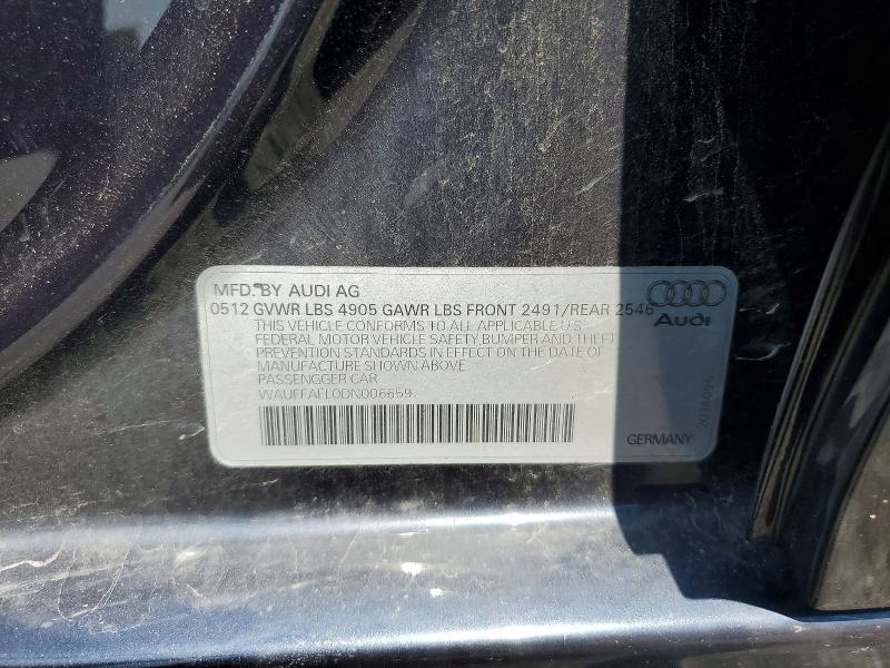 60313766 :رقم المزاد ، WAUFFAFL0DN006659 vin ، 2013 Audi A4 مزاد بيع