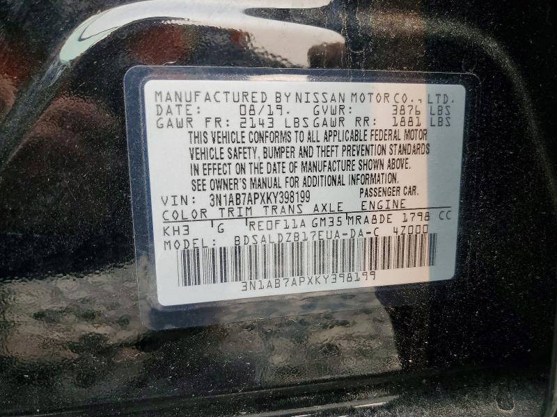 Продажа на аукционе авто 2019 Nissan Sentra, vin: 3N1AB7APXKY398199, номер лота: 61233386