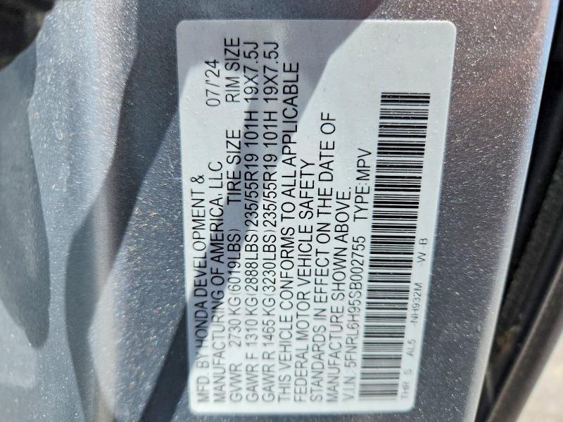 2025 Honda Odyssey მანქანა იყიდება აუქციონზე, vin: 5FNRL6H95SB002755, აუქციონის ნომერი: 61686766