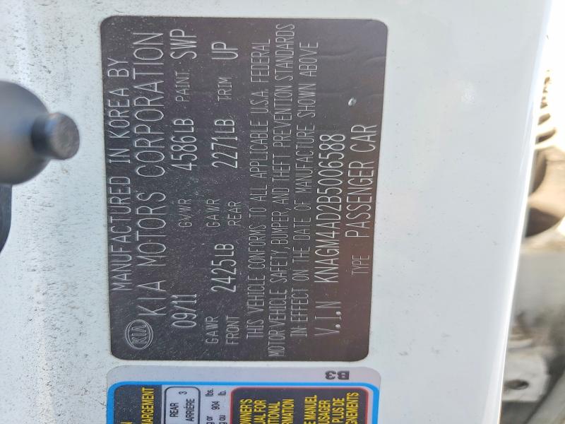 Aukcja sprzedaży 2011 Kia Optima, vin: KNAGM4AD2B5006588, numer aukcji: 60285236