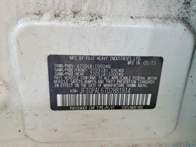 Продажа на аукционе авто 2013 Subaru Impreza, vin: JF1GPAL67D2881814, номер лота: 60755316