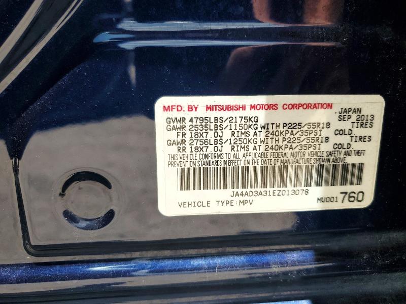 2014 Mitsubishi Outlander მანქანა იყიდება აუქციონზე, vin: JA4AD3A31EZ013078, აუქციონის ნომერი: 62922036