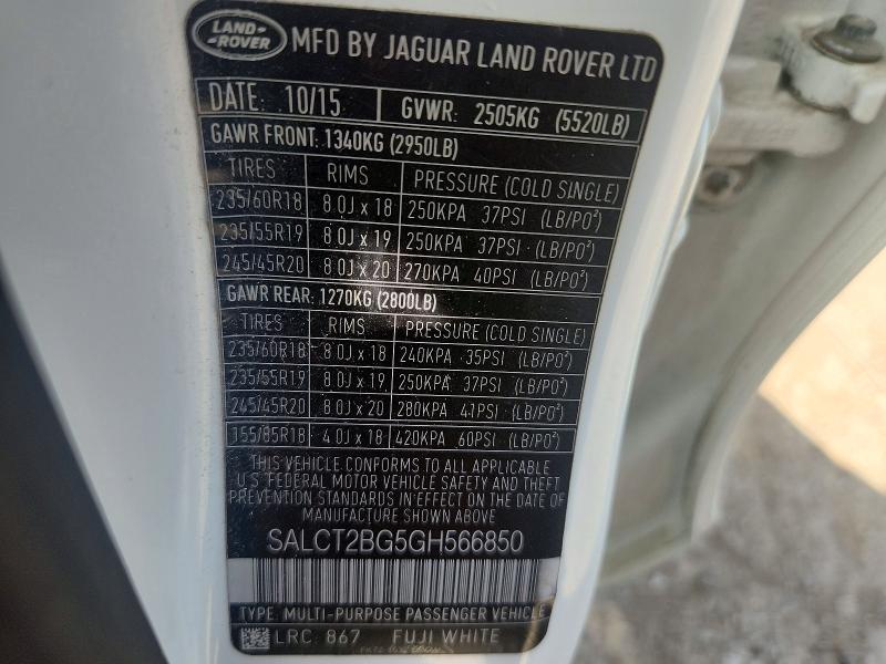 Aukcja sprzedaży 2016 Land Rover Discovery Sport, vin: SALCT2BG5GH566850, numer aukcji: 85456835