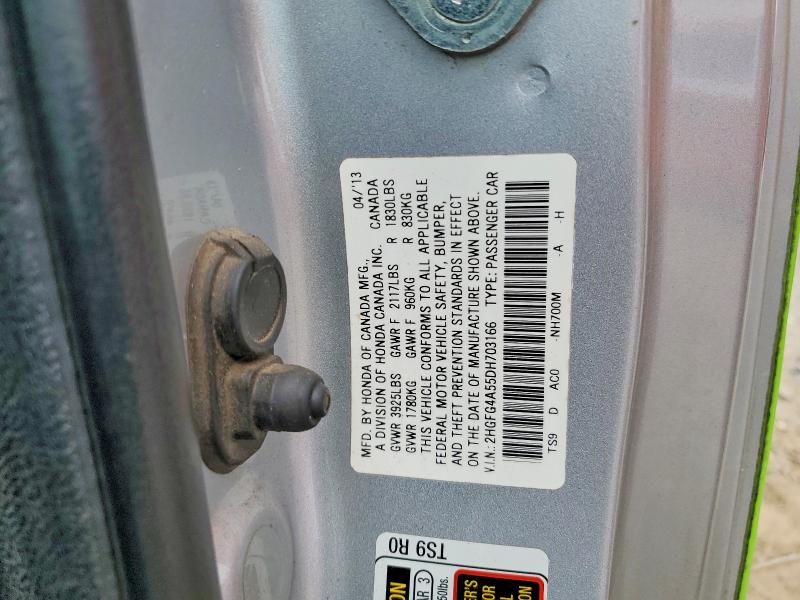 61335486 :رقم المزاد ، 2HGFG4A55DH703166 vin ، 2013 Honda Civic مزاد بيع