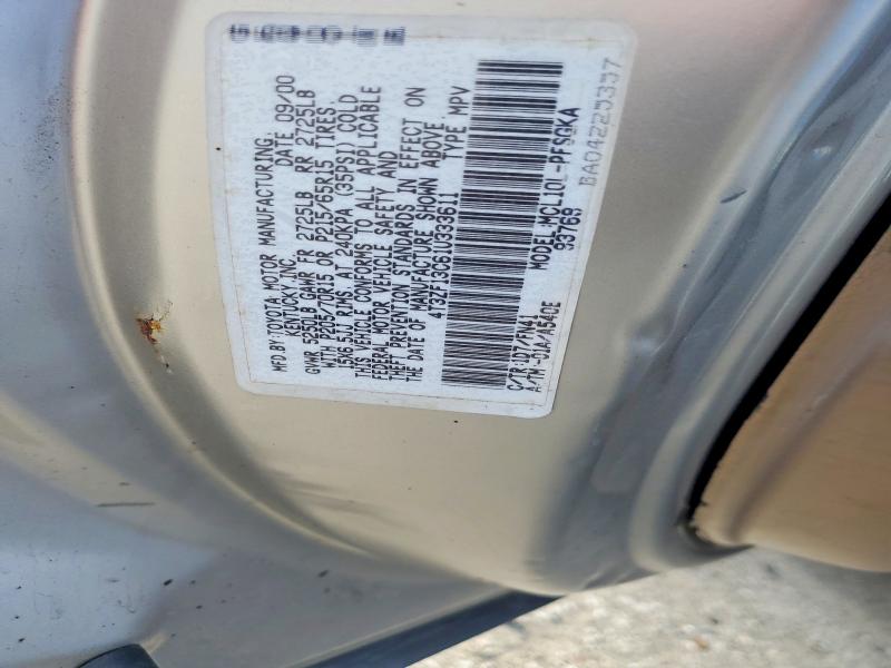 Продаж на аукціоні авто 2001 Toyota Sienna, vin: 4T3ZF13C61U333611, номер лоту: 57077946