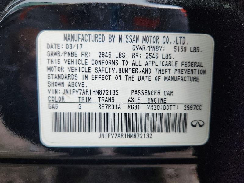 Aukcja sprzedaży 2017 Infiniti Q50, vin: JN1FV7AR1HM872132, numer aukcji: 61783026
