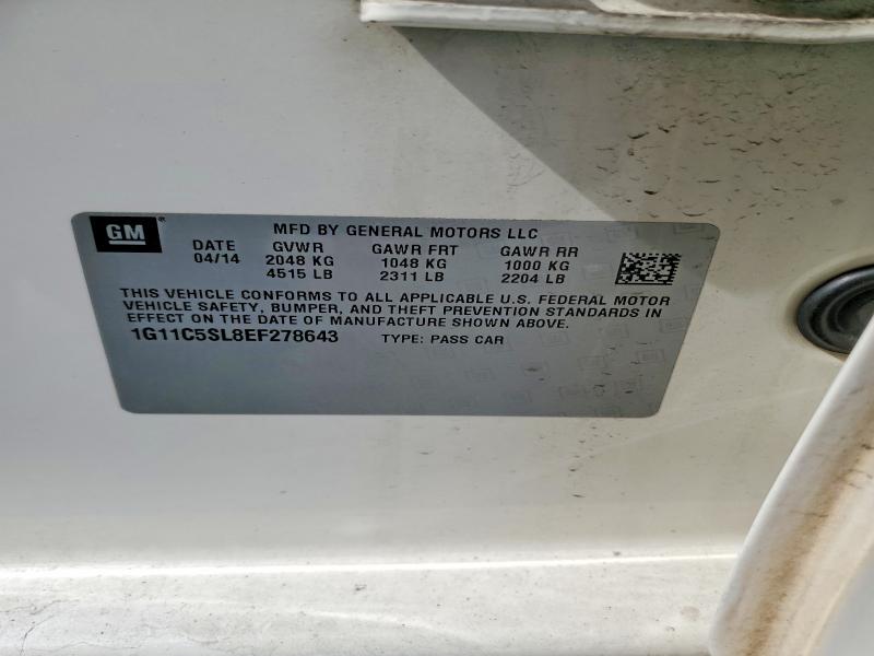 Aukcja sprzedaży 2014 Chevrolet Malibu, vin: 1G11C5SL8EF278643, numer aukcji: 60094646