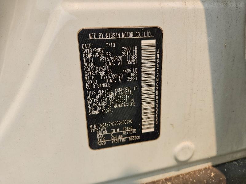 61087626 :رقم المزاد ، JN8AZ2NC2B9300280 vin ، 2011 Infiniti Qx56 مزاد بيع