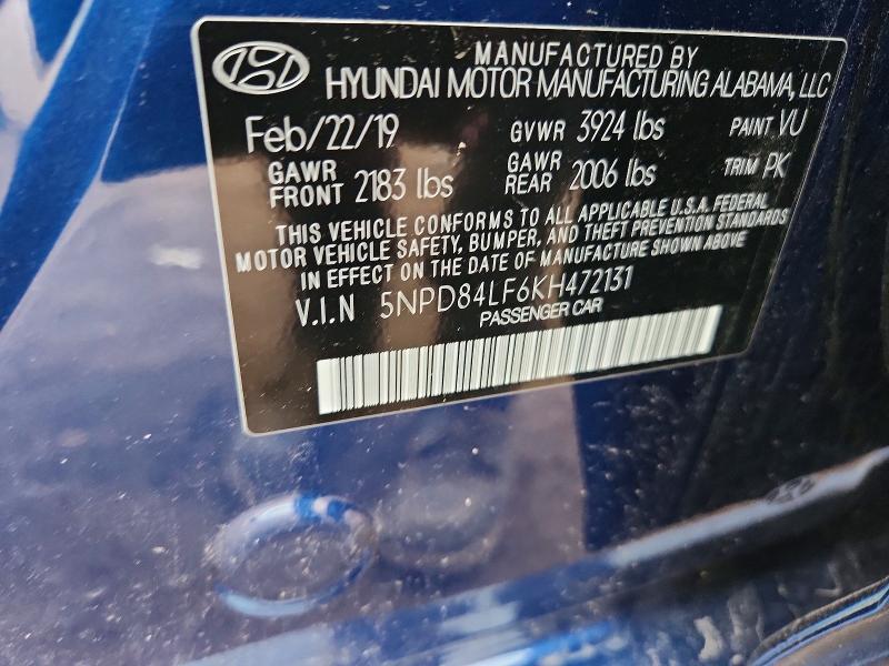Продаж на аукціоні авто 2019 Hyundai Elantra, vin: 5NPD84LF6KH472131, номер лоту: 63032886
