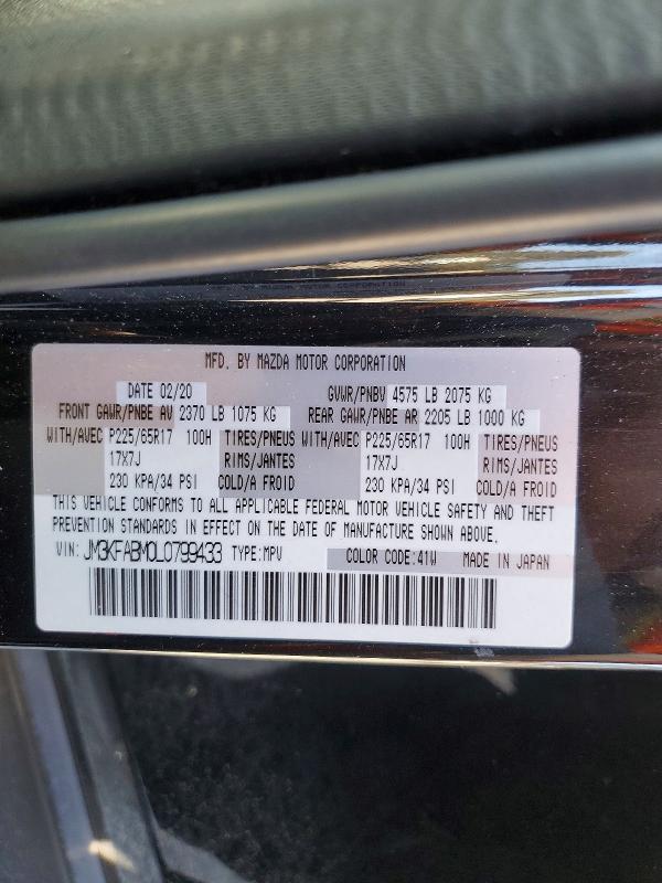 Продаж на аукціоні авто 2020 Mazda Cx-5, vin: JM3KFABM0L0799433, номер лоту: 85991615