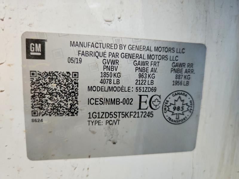 Продаж на аукціоні авто 2019 Chevrolet Malibu, vin: 1G1ZD5ST5KF217245, номер лоту: 60150696