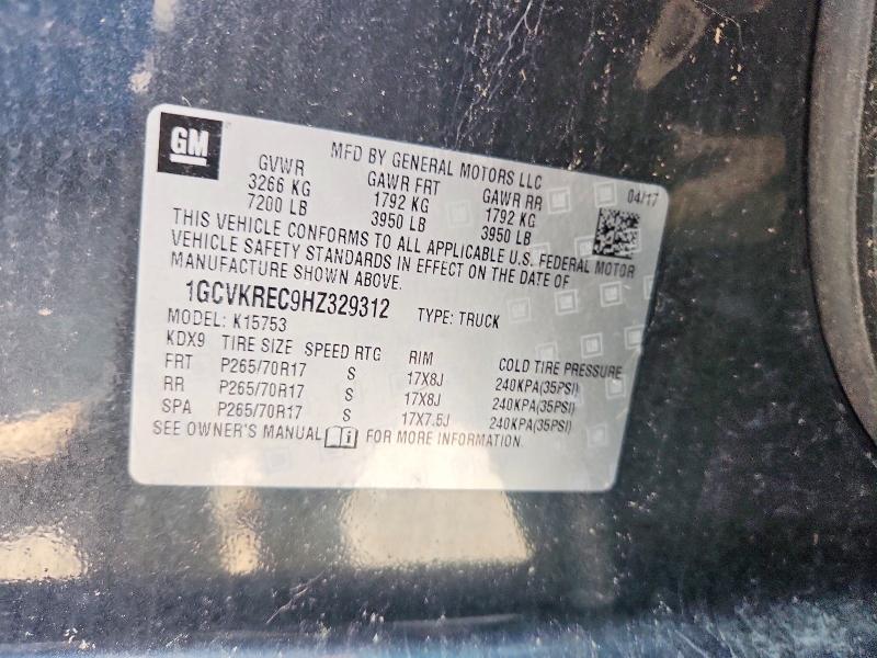 Aukcja sprzedaży 2017 Chevrolet Silverado, vin: 1GCVKREC9HZ329312, numer aukcji: 61669746