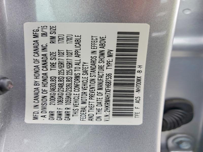 Продажа на аукционе авто 2015 Honda Cr-v, vin: 2HKRM4H7XFH687536, номер лота: 60020106