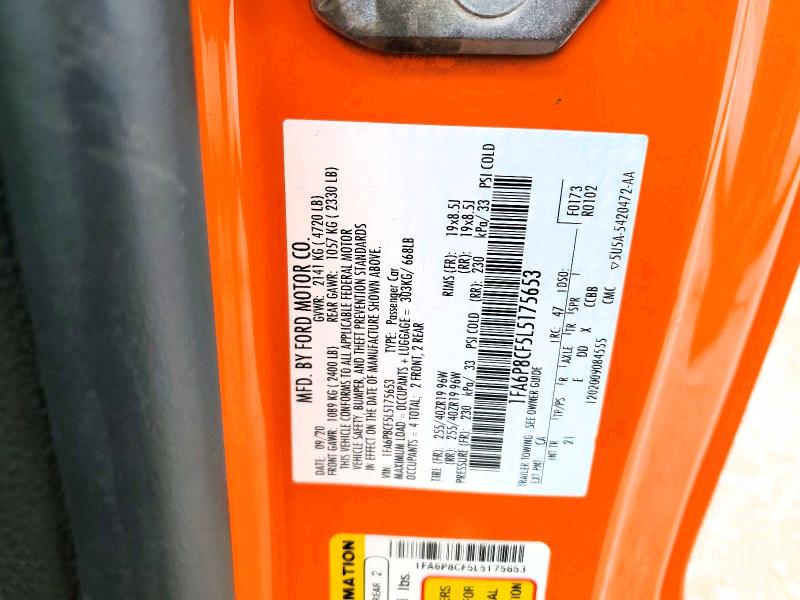 2020 Ford Mustang მანქანა იყიდება აუქციონზე, vin: 1FA6P8CF5L5175653, აუქციონის ნომერი: 60014936