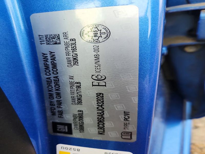 62778626 :رقم المزاد ، KL8CD6SA8JC432029 vin ، 2018 Chevrolet Spark مزاد بيع