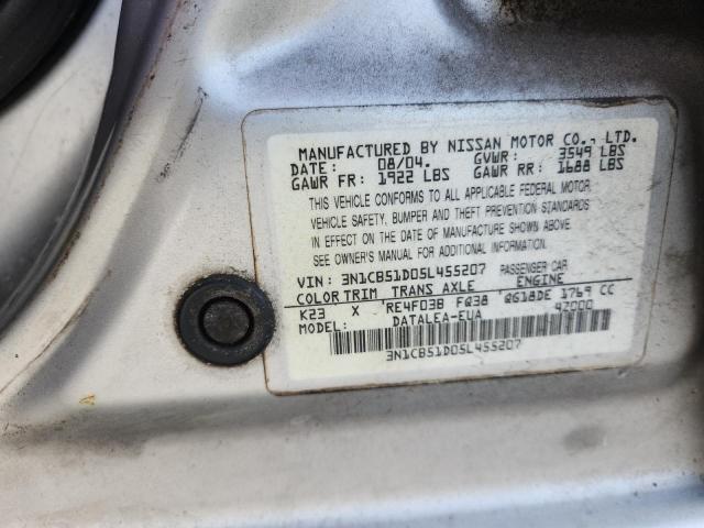 Aukcja sprzedaży 2005 Nissan Sentra, vin: 3N1CB51D05L455207, numer aukcji: 60151206