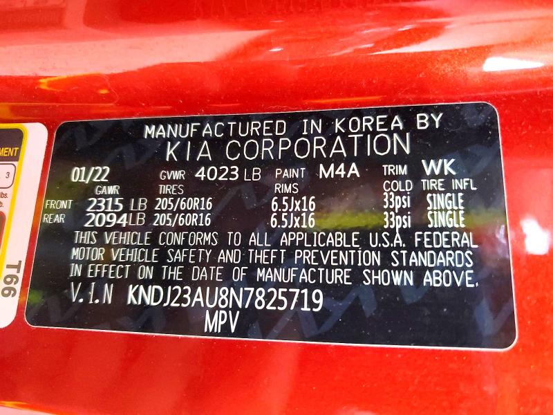 59951056 :رقم المزاد ، KNDJ23AU8N7825719 vin ، 2022 Kia Soul مزاد بيع