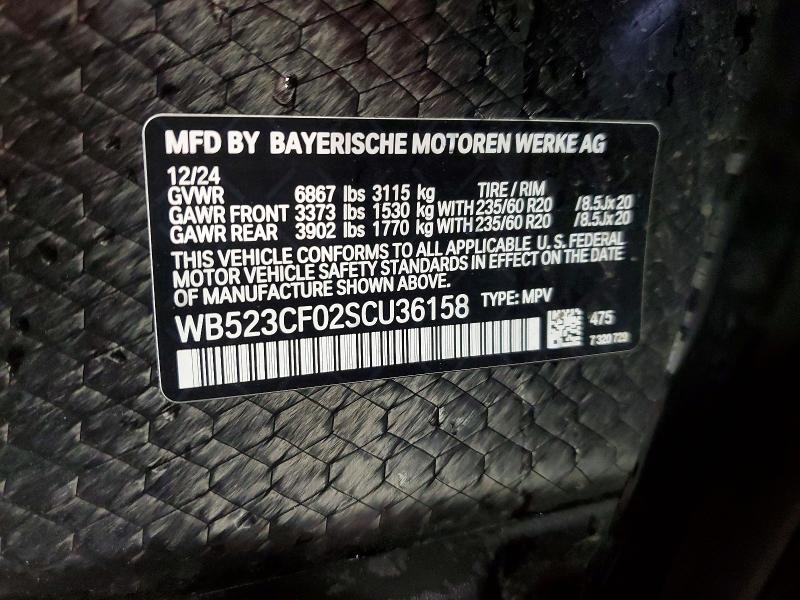 2025 Bmw Ix მანქანა იყიდება აუქციონზე, vin: WB523CF02SCU36158, აუქციონის ნომერი: 61513266