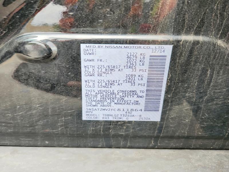 62972426 :رقم المزاد ، 5N1AT2MV2FC811864 vin ، 2015 Nissan Rogue مزاد بيع