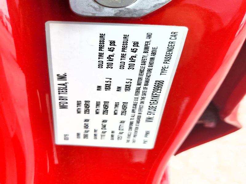 Продаж на аукціоні авто 2019 Tesla Model 3, vin: 5YJ3E1EA1KF299668, номер лоту: 62529126