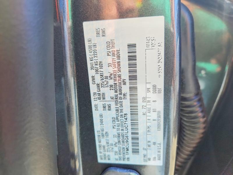 Продажа на аукционе авто 2020 Ford Escape, vin: 1FMCU9G61LUC71478, номер лота: 61788096