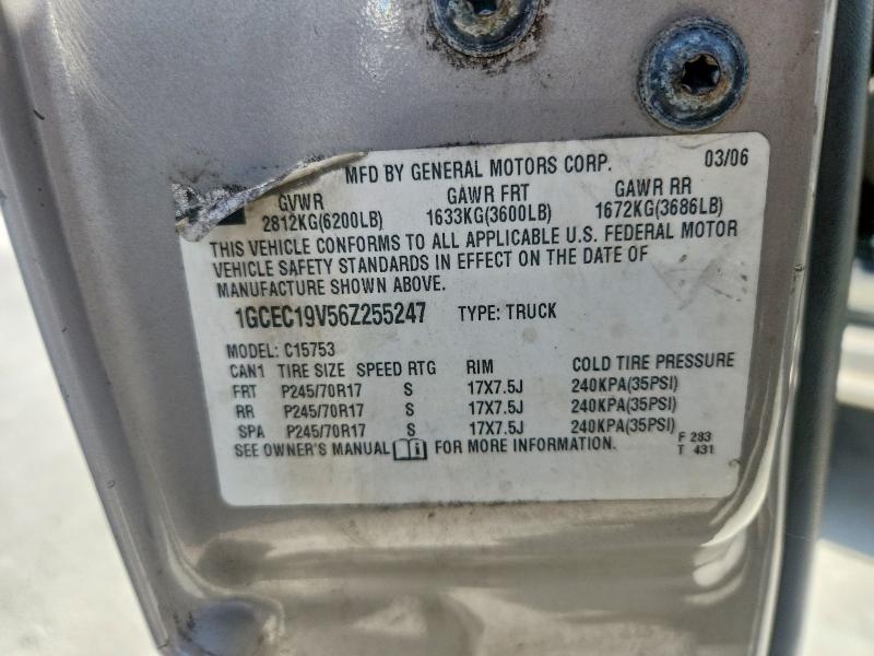 61064006 :رقم المزاد ، 1GCEC19V56Z255247 vin ، 2006 Chevrolet Silverado مزاد بيع