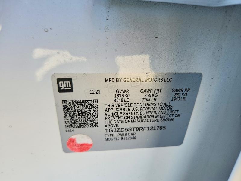 Продажа на аукционе авто 2024 Chevrolet Malibu, vin: 1G1ZD5ST9RF131785, номер лота: 59908436