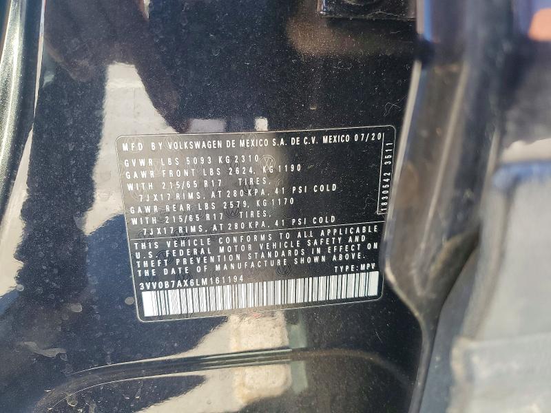 Продаж на аукціоні авто 2020 Volkswagen Tiguan, vin: 3VV0B7AX6LM161194, номер лоту: 59373636