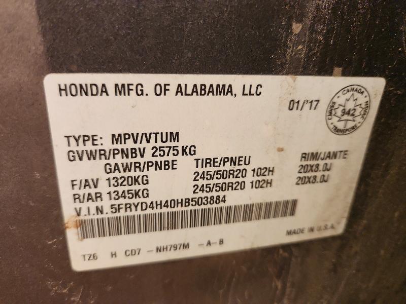 2017 Acura Mdx მანქანა იყიდება აუქციონზე, vin: 5FRYD4H40HB503884, აუქციონის ნომერი: 60442876