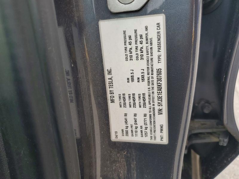 Aukcja sprzedaży 2019 Tesla Model 3, vin: 5YJ3E1EA8KF307605, numer aukcji: 62455166