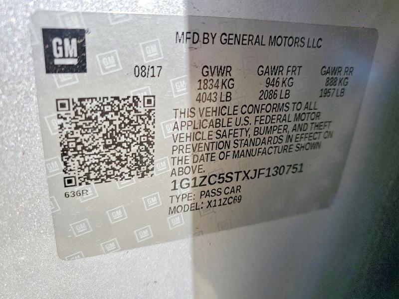Aukcja sprzedaży 2018 Chevrolet Malibu, vin: 1G1ZC5STXJF130751, numer aukcji: 60436686
