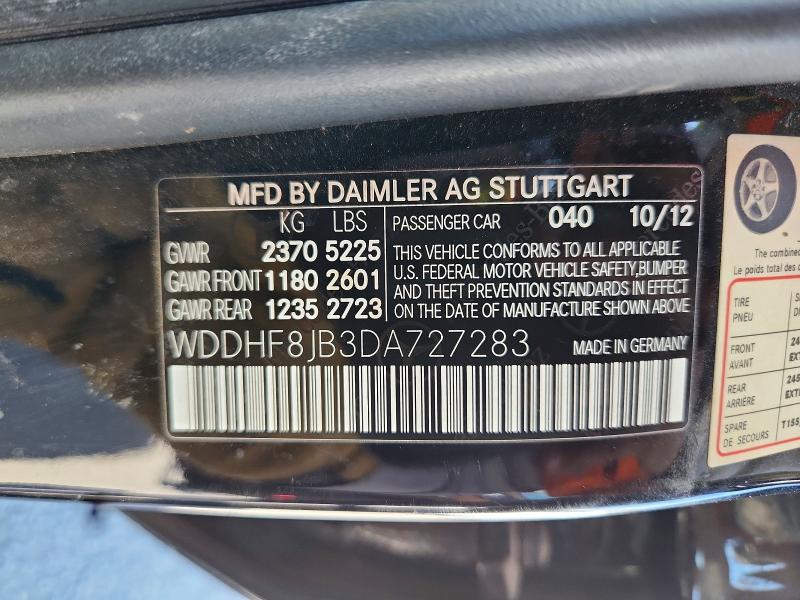 62479466 :رقم المزاد ، WDDHF8JB3DA727283 vin ، 2013 Mercedes-benz E مزاد بيع