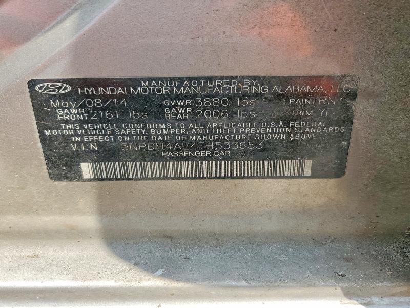 63240176 :رقم المزاد ، 5NPDH4AE4EH533653 vin ، 2014 Hyundai Elantra مزاد بيع