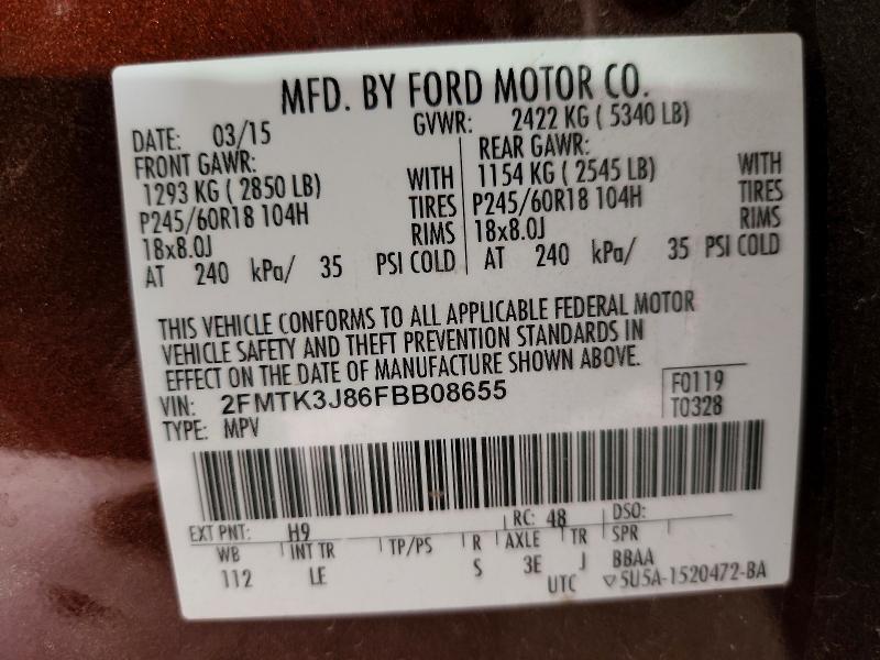 Aukcja sprzedaży 2015 Ford Edge, vin: 2FMTK3J86FBB08655, numer aukcji: 61477876