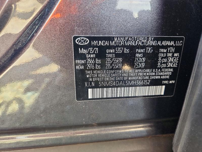 Продажа на аукционе авто 2021 Hyundai Santa Fe, vin: 5NMS4DAL5MH366152, номер лота: 61579306