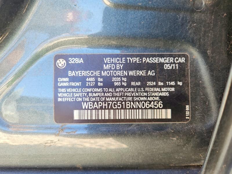 Aukcja sprzedaży 2011 Bmw 328, vin: WBAPH7G51BNN06456, numer aukcji: 60687506