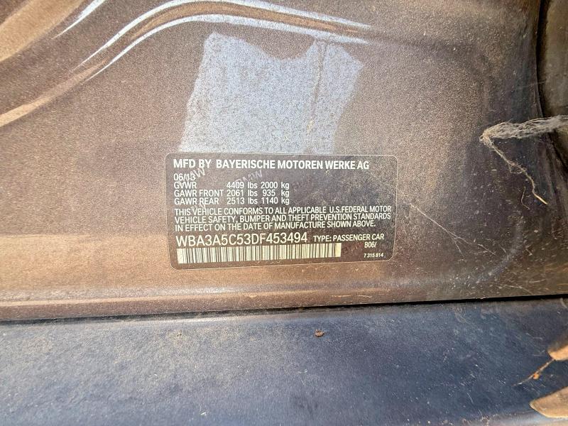 2013 Bmw 328 მანქანა იყიდება აუქციონზე, vin: WBA3A5C53DF453494, აუქციონის ნომერი: 62914626