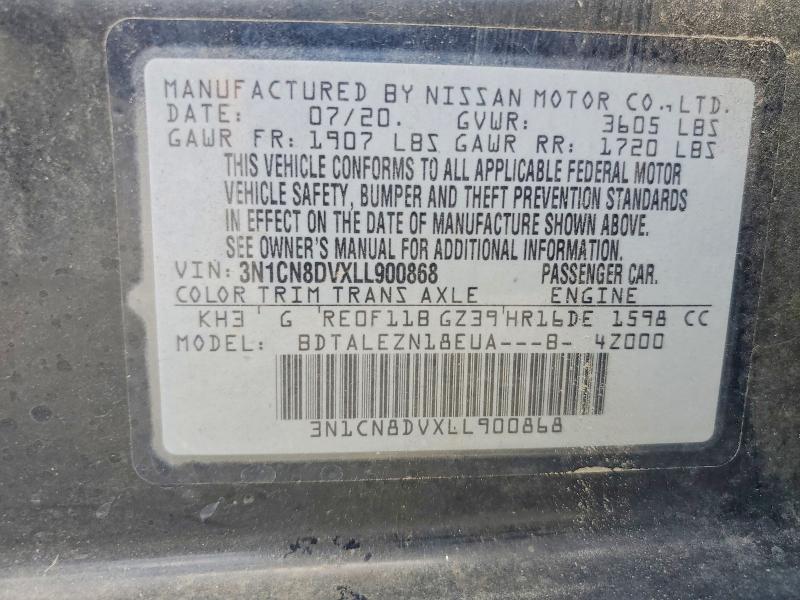 Aukcja sprzedaży 2020 Nissan Versa, vin: 3N1CN8DVXLL900868, numer aukcji: 61023016