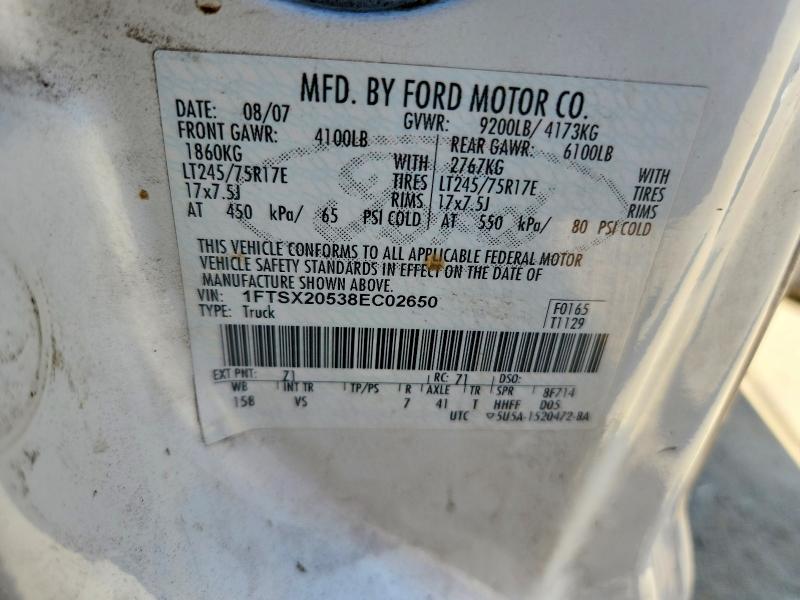 2008 Ford F250 მანქანა იყიდება აუქციონზე, vin: 1FTSX20538EC02650, აუქციონის ნომერი: 59372816