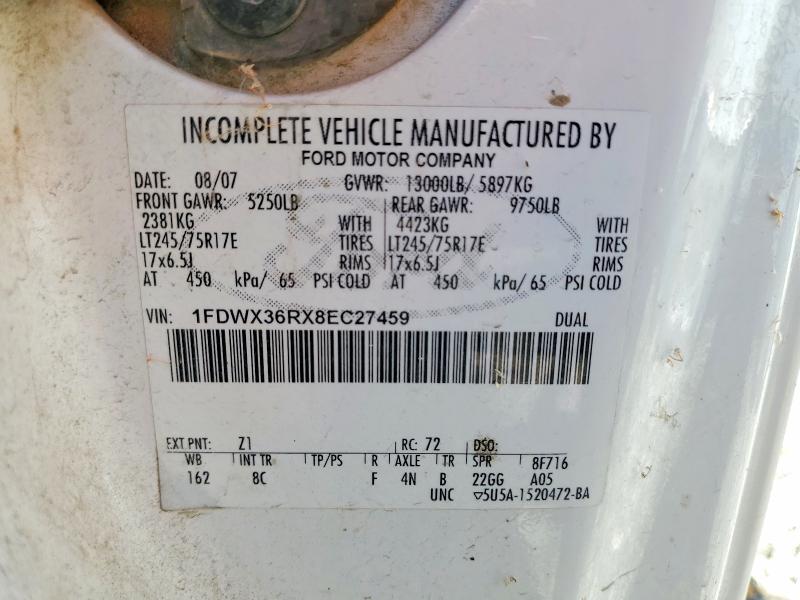 62320986 :رقم المزاد ، 1FDWX36RX8EC27459 vin ، 2008 Ford F350 مزاد بيع