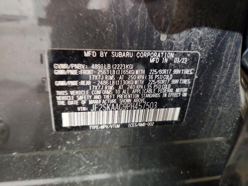 Продаж на аукціоні авто 2023 Subaru Forester, vin: JF2SKAAC9PH457503, номер лоту: 61240456