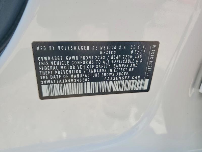 Продаж на аукціоні авто 2017 Volkswagen Jetta, vin: 3VW4T7AJ0HM345382, номер лоту: 63218516