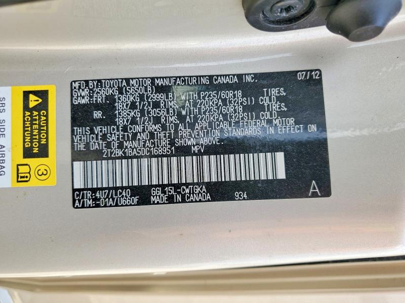 Aukcja sprzedaży 2013 Lexus Rx 350, vin: 2T2BK1BA5DC168951, numer aukcji: 59644286
