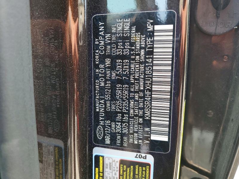 Продажа на аукционе авто 2017 Hyundai Santa Fe, vin: KM8SR4HFXHU185141, номер лота: 61244556