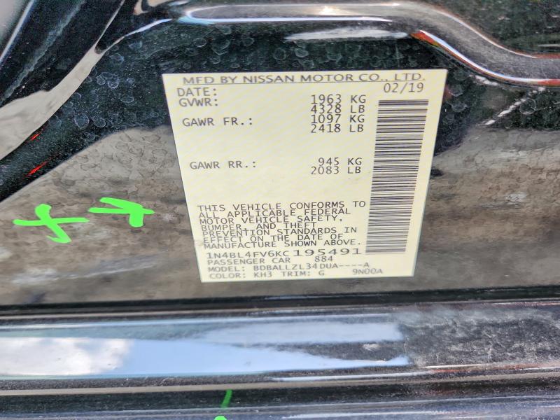 Aukcja sprzedaży 2019 Nissan Altima, vin: 1N4BL4FV6KC195491, numer aukcji: 59872206