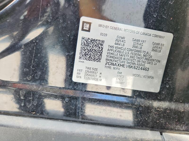 Продаж на аукціоні авто 2019 Chevrolet Equinox, vin: 2GNAXHEV6K6214463, номер лоту: 62886506