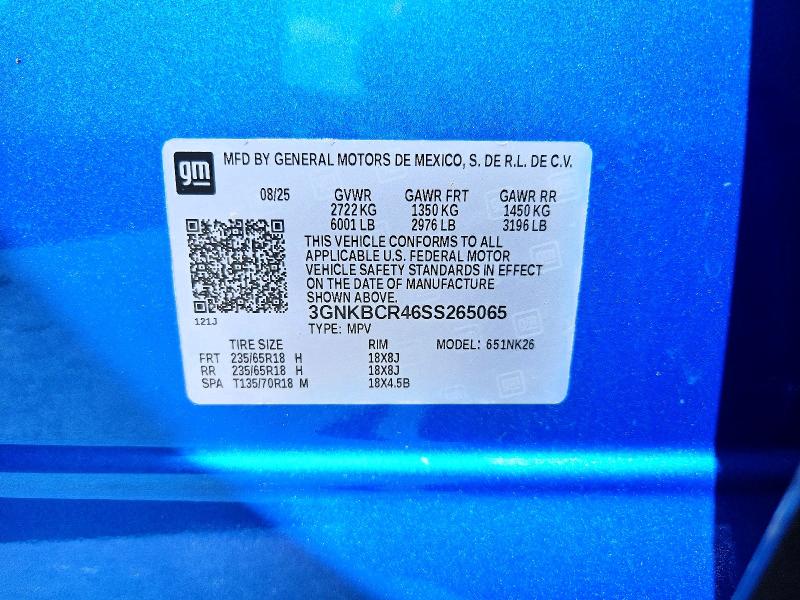 62410656 :رقم المزاد ، 3GNKBCR46SS265065 vin ، 2025 Chevrolet Blazer مزاد بيع