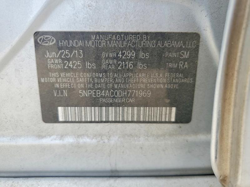 61939306 :رقم المزاد ، 5NPEB4AC0DH771969 vin ، 2013 Hyundai Sonata مزاد بيع