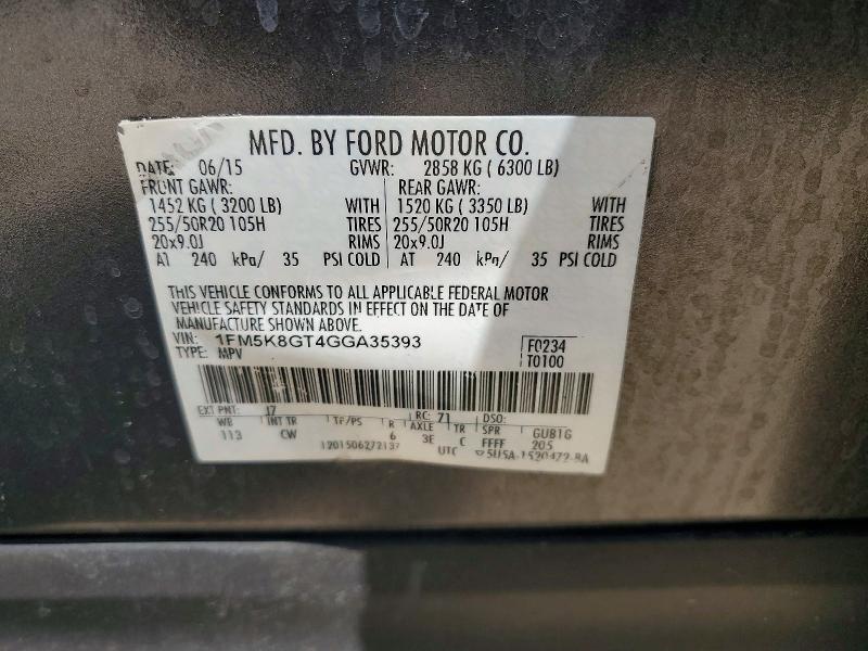 Aukcja sprzedaży 2016 Ford Explorer, vin: 1FM5K8GT4GGA35393, numer aukcji: 61128946
