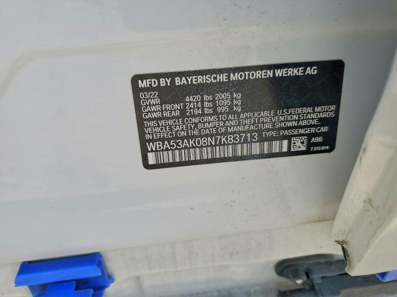 61694046 :رقم المزاد ، WBA53AK08N7K83713 vin ، 2022 Bmw 228i مزاد بيع